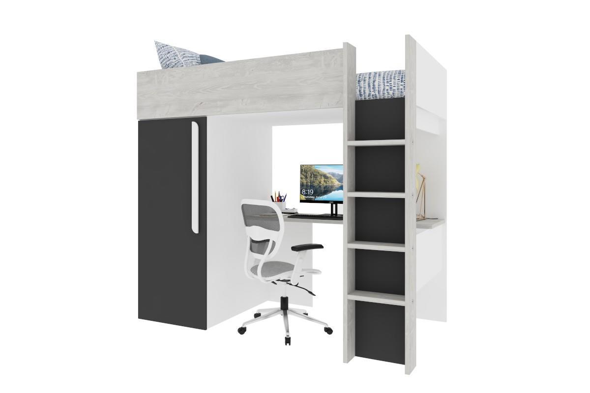 Hoogslaper met Bureau Bo9 antraciet met decoratie