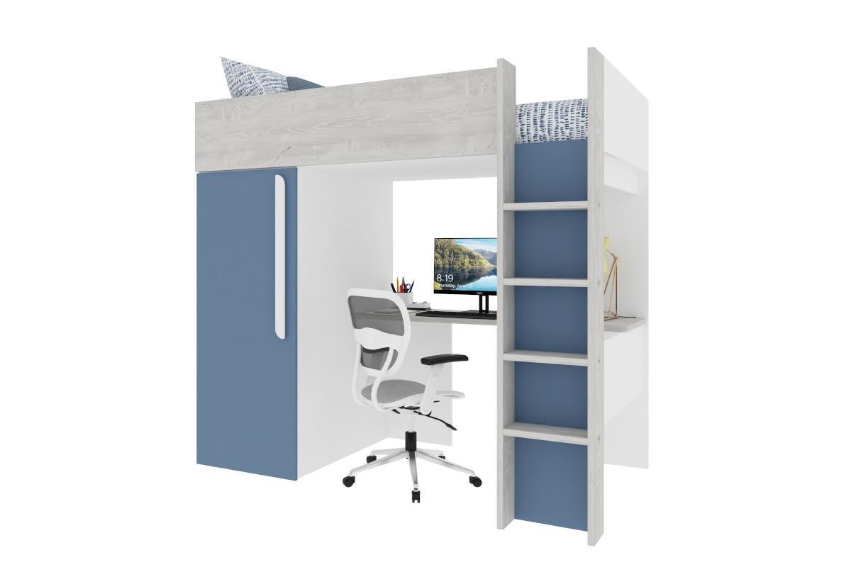 Hoogslaper met Bureau Bo9 blauw met decoratie