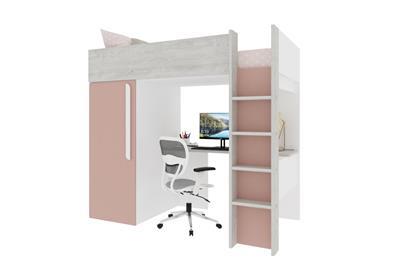 Hoogslaper met Bureau Bo9 oud roze met decoratie