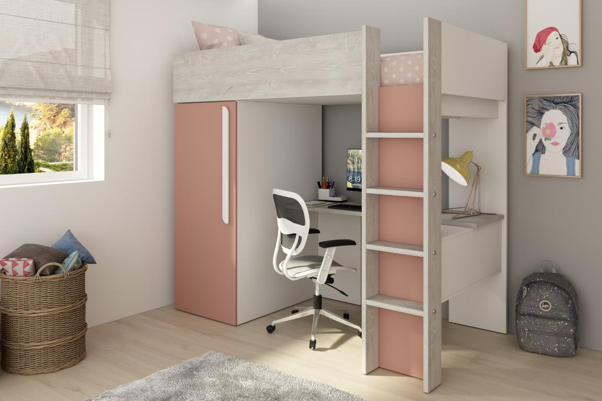 Hoogslaper met Bureau Bo9 Cascina Oud Roze