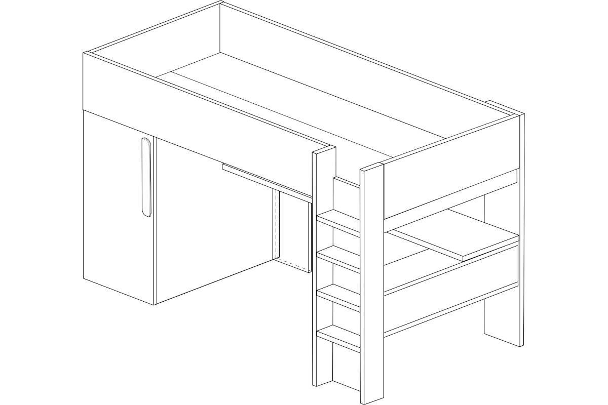 Hoogslaper met Bureau Bo9 lijntekening