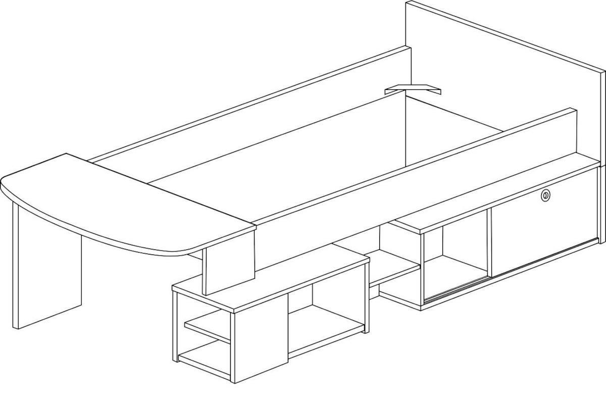 Gaby Kajuitbed lijntekening