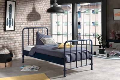 Bronxx metalen bed mat blue denim